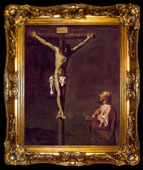 framed  Francisco de Zurbaran Saint Luke as a Painter before Christ on the Cross, ta009-2
